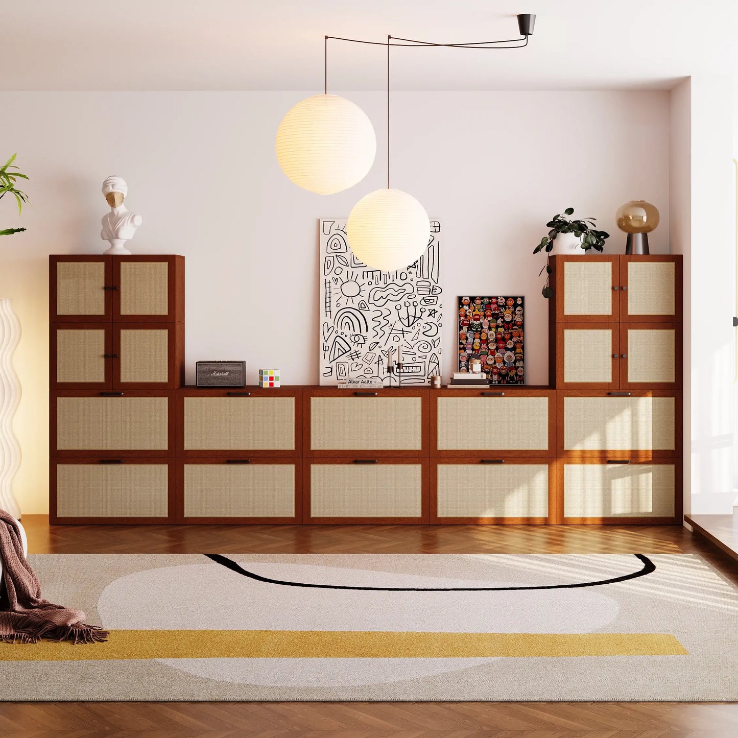 14 - Cube U - Shaped TV & Media Console | 147.65"L x 15.66"W x 63"H - Cozy Nest