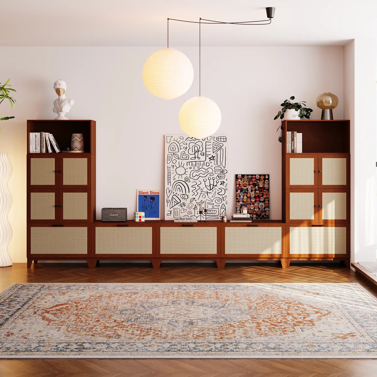 11 - Cube U - Shaped TV & Media Console With Legs | 147.65"L x 15.66"W x 67.72"H - Cozy Nest