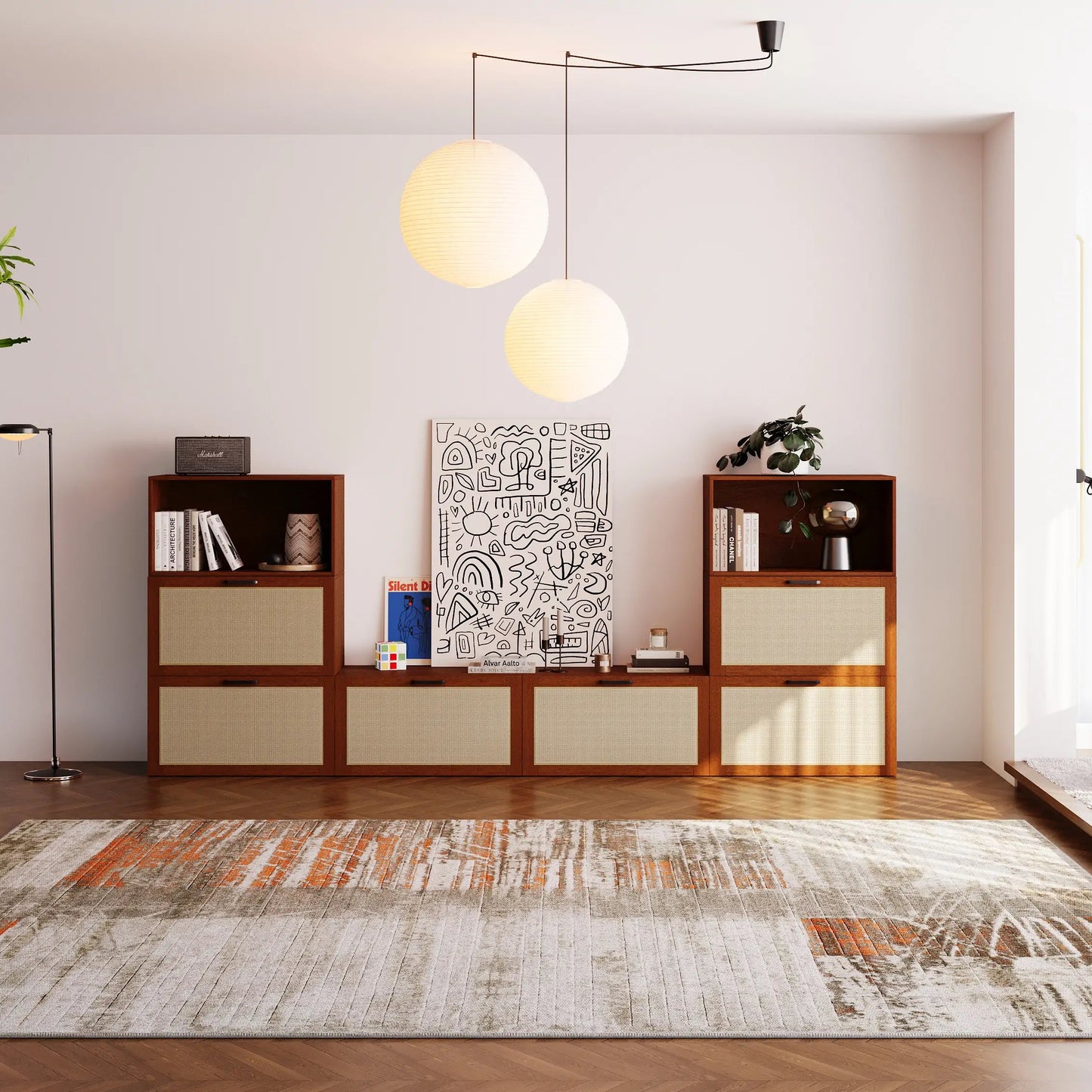 8 - Cube U - Shaped TV & Media Console | 118.12 "L x 15.66"W x 47.25"H - Cozy Nest