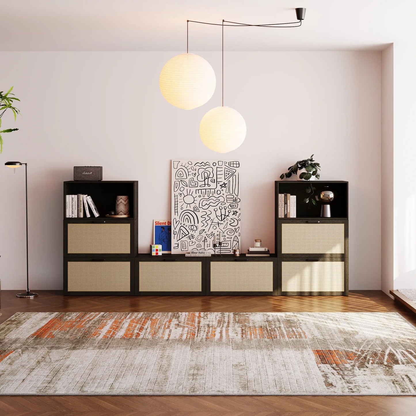 8 - Cube U - Shaped TV & Media Console | 118.12 "L x 15.66"W x 47.25"H - Cozy Nest