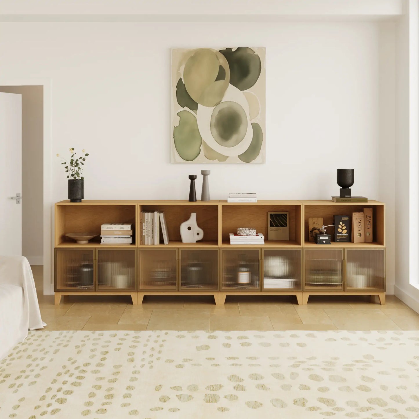 Classic 8 Cube Double-Row Media Console | 118.12"L x 15.67"W x 36.22"H