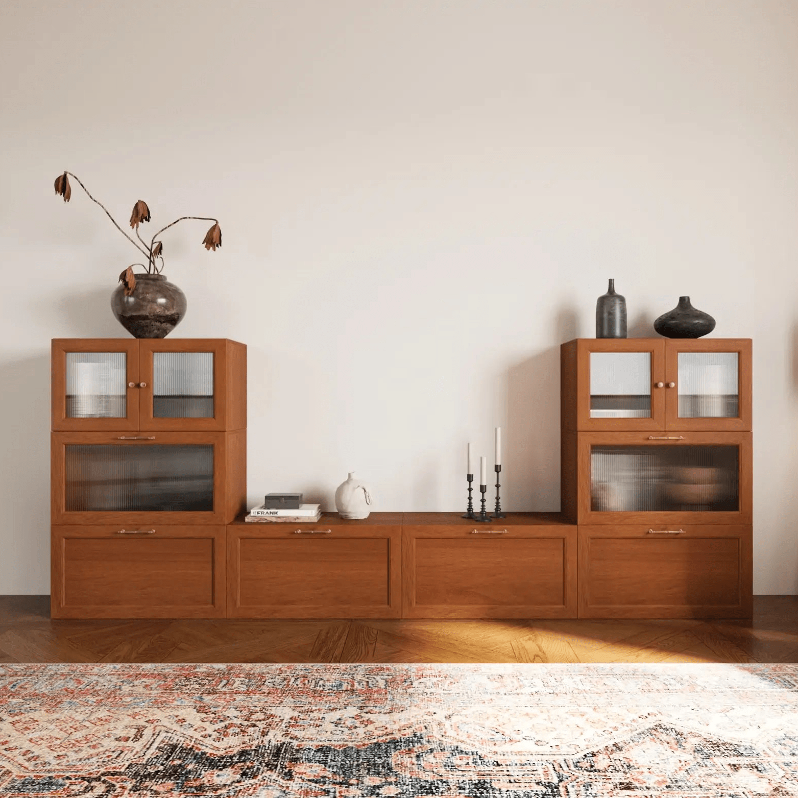 8-Cube U-Shaped TV & Media Console | 118.12"L x 15.67"W x 47.25"H