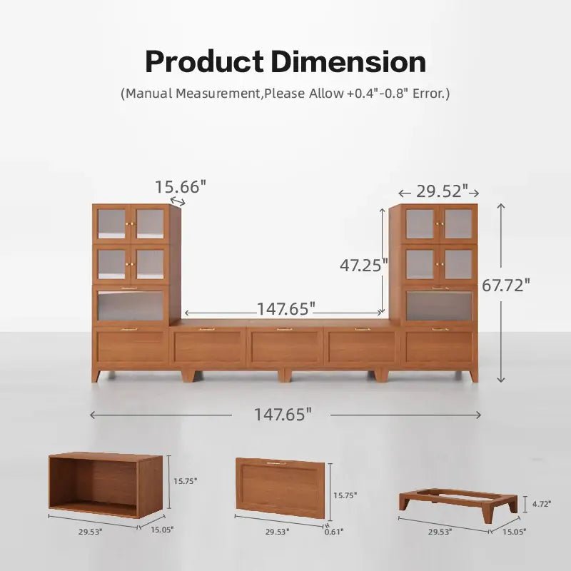 11 - Cube U - Shaped TV & Media Console With Legs | 147.65"L x 15.66"W x 67.72"H - Cozy Nest