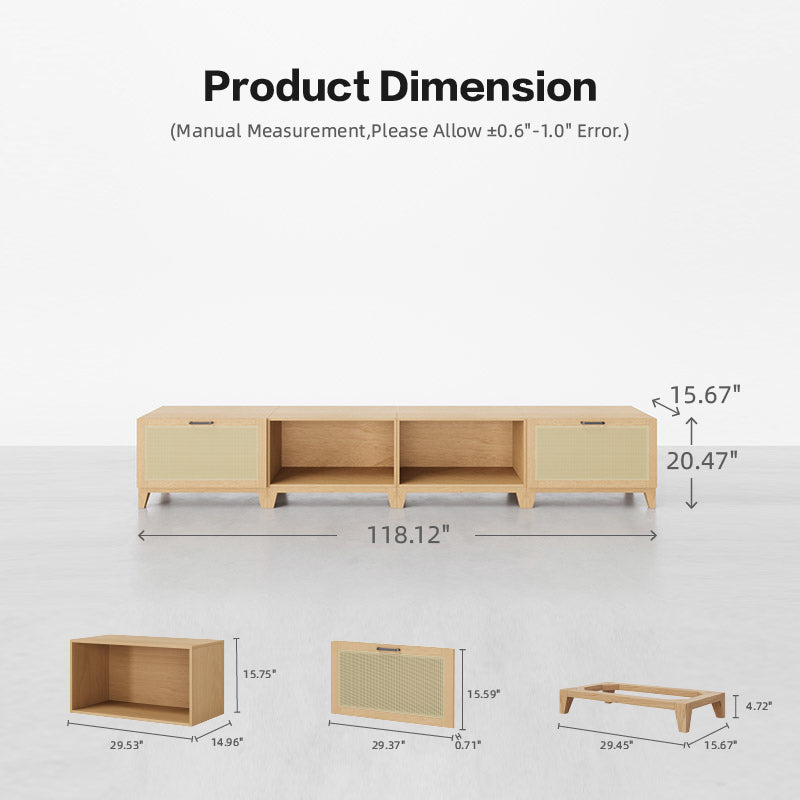4 - Cube Wide TV & Media Console With Legs | 118.12"L x 15.66"W x 20.47"H - Cozy Nest