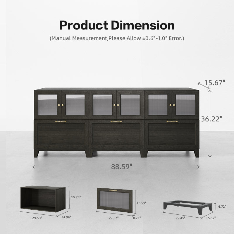 6 - Cube TV & Media Console with Legs | 88.59"L x 15.67"W x 36.22"H - Cozy Nest