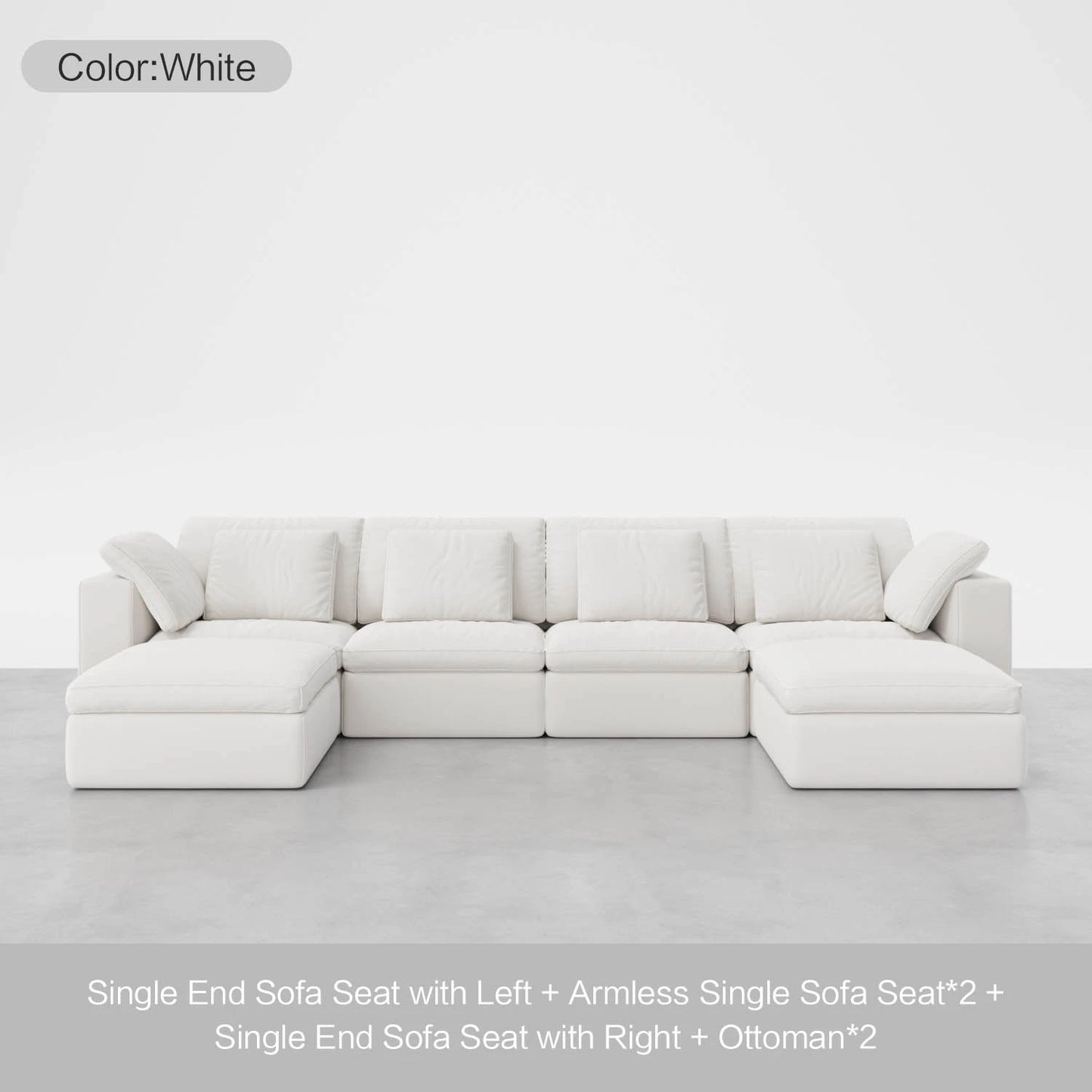 6 - Seater Sofa with Double Ottomans - Cozy Nest