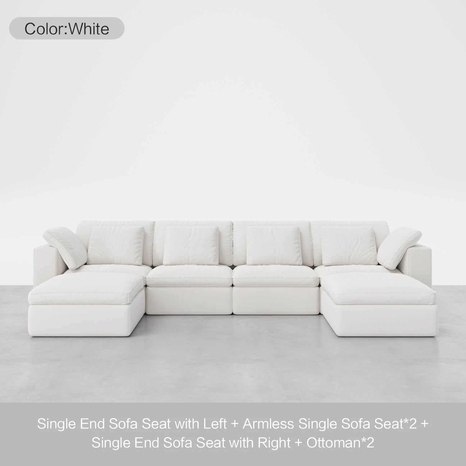 6-Seater Sofa with Double Ottomans