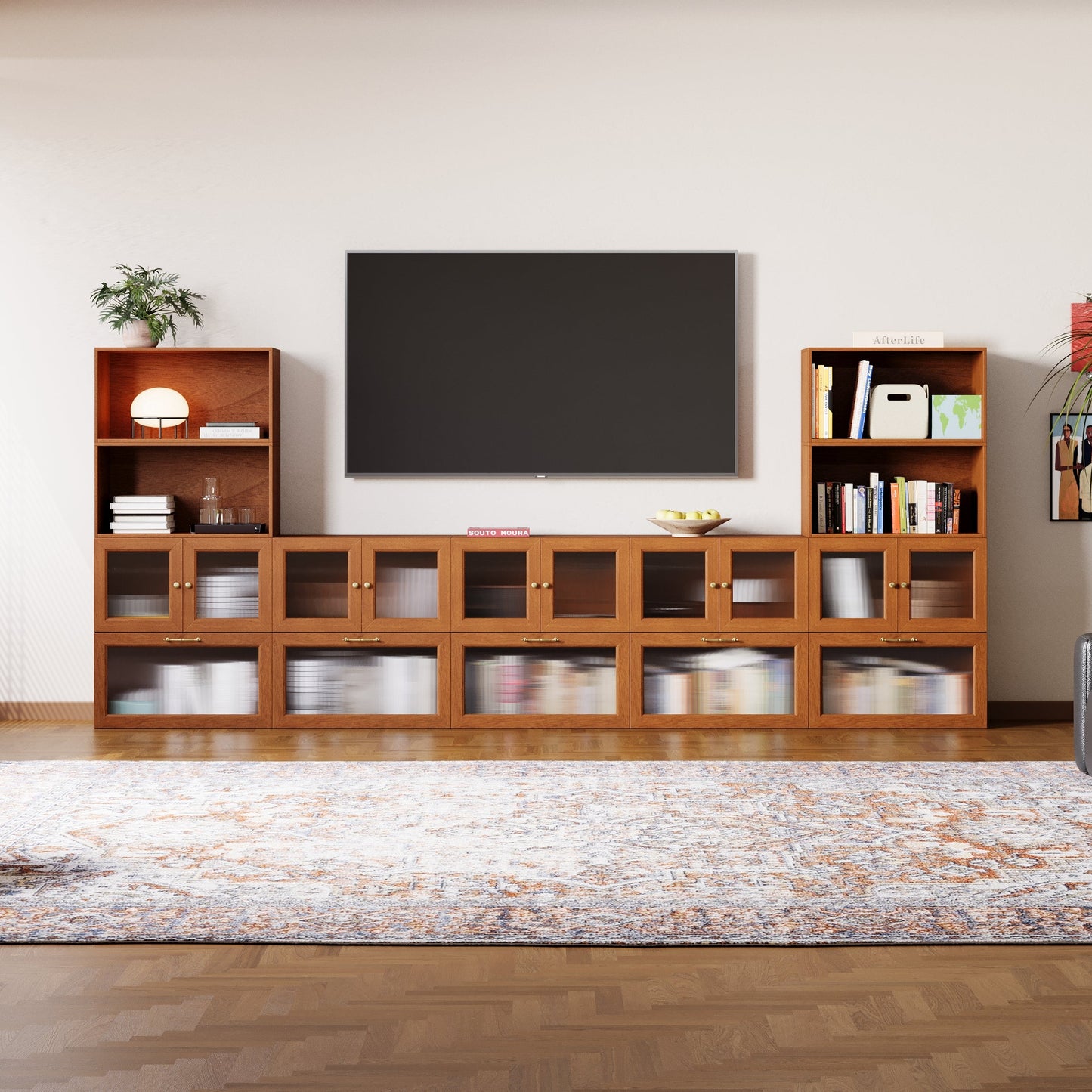 14 - Cube U - Shaped TV & Media Console | 147.65 "L x 15.66"W x 67.72"H - Cozy Nest