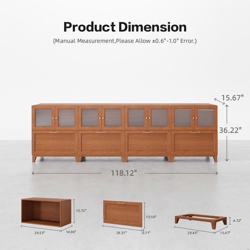 8 - Cube Double - Row Bookshelf with Legs | 118.12 "L x 15.67"W x 36.22"H - Cozy Nest