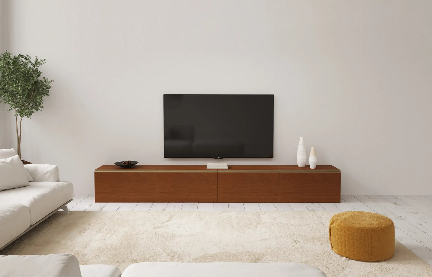 1.Natural 4 Cube Wide Media Console | 118.11"L 14.96"H - Cozy Nest