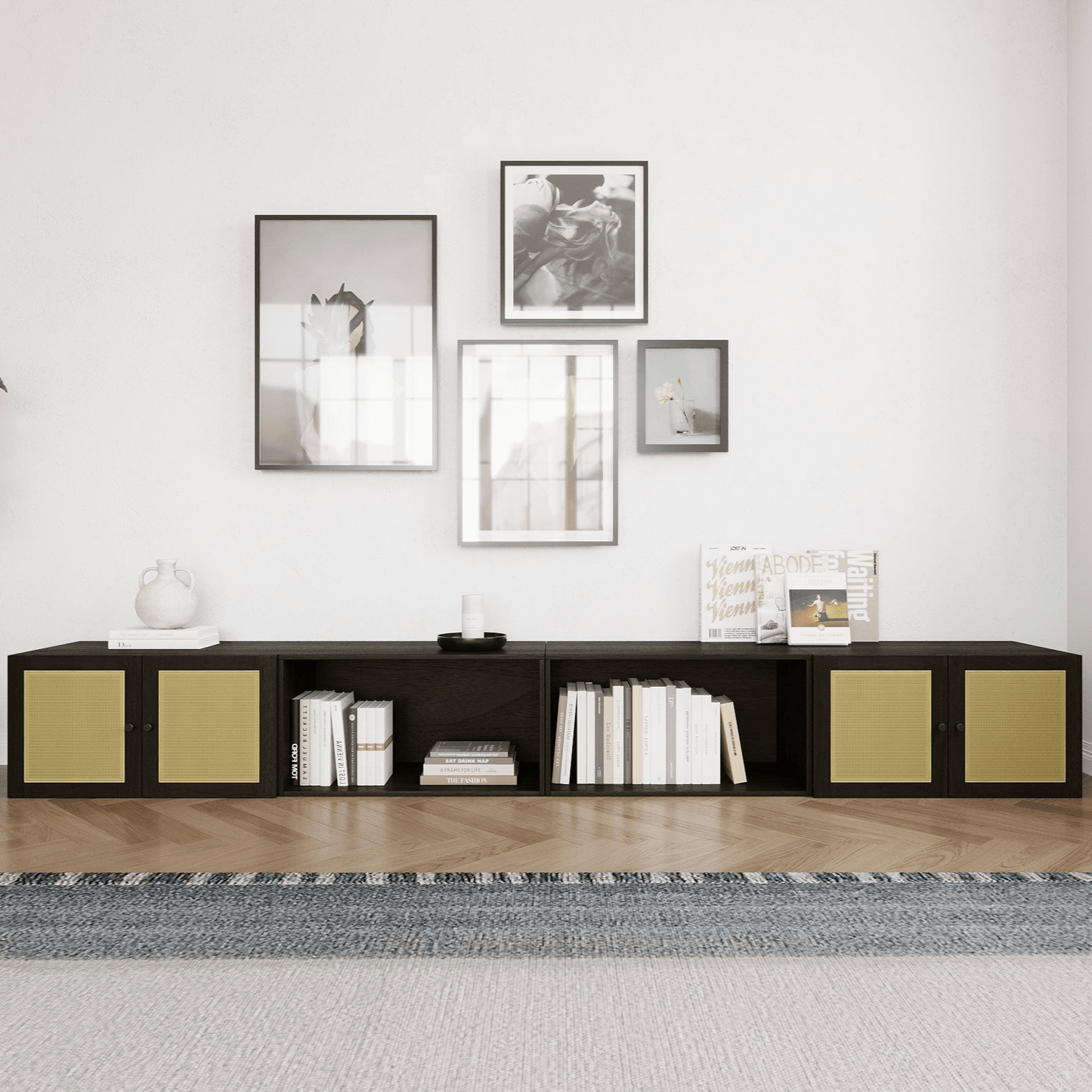 Nordic 4 - Cube Wide Media Console | 118.12"L x 15.66"W x 15.75"H - Cozy Nest