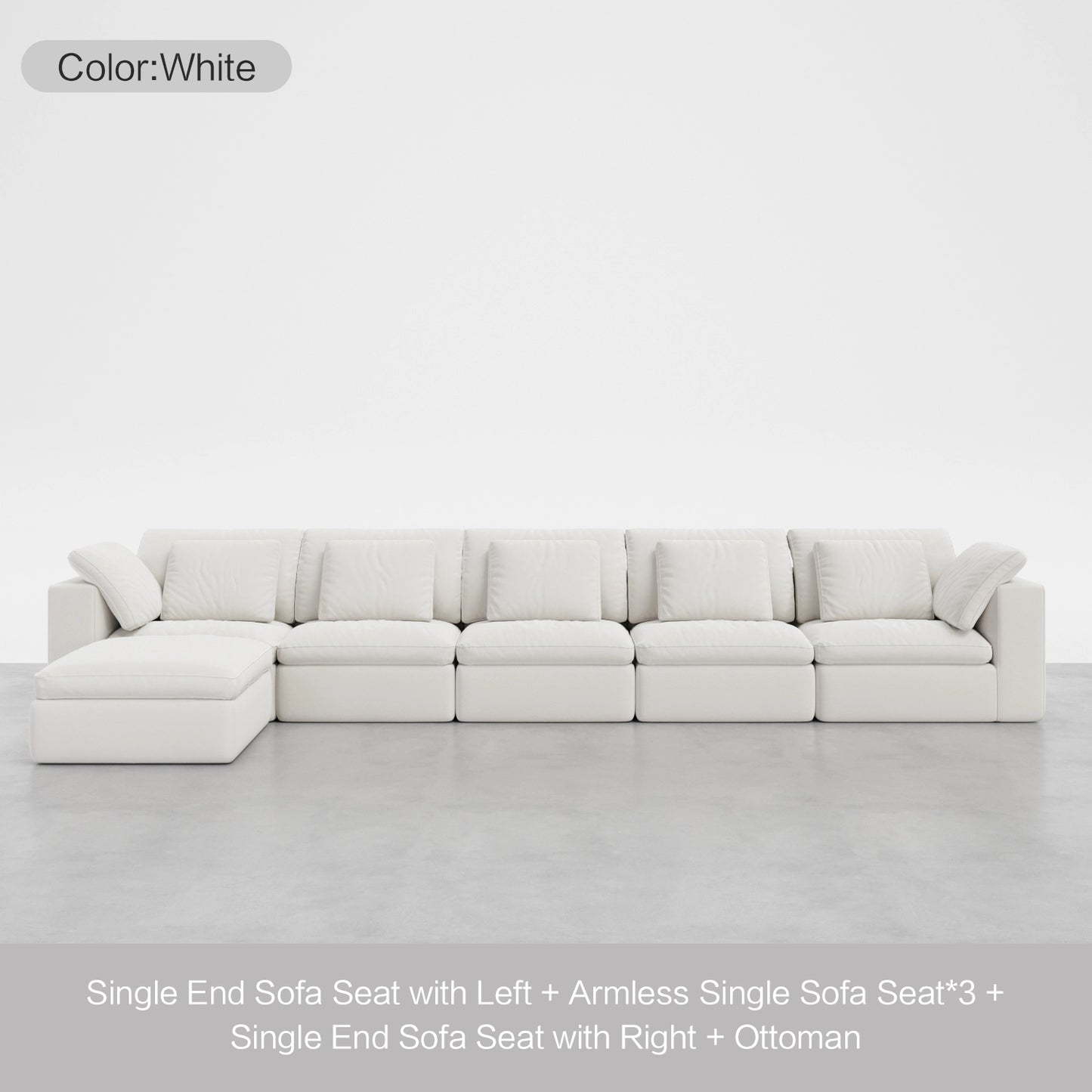 6 - Seater Sofa with Ottoman Extension - Cozy Nest