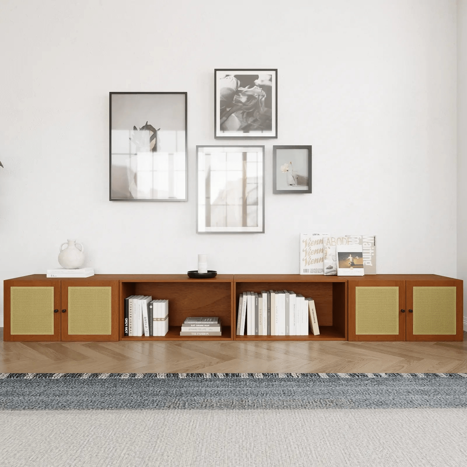 Nordic Walnut 4 - Cube Wide Media Console | 118.11