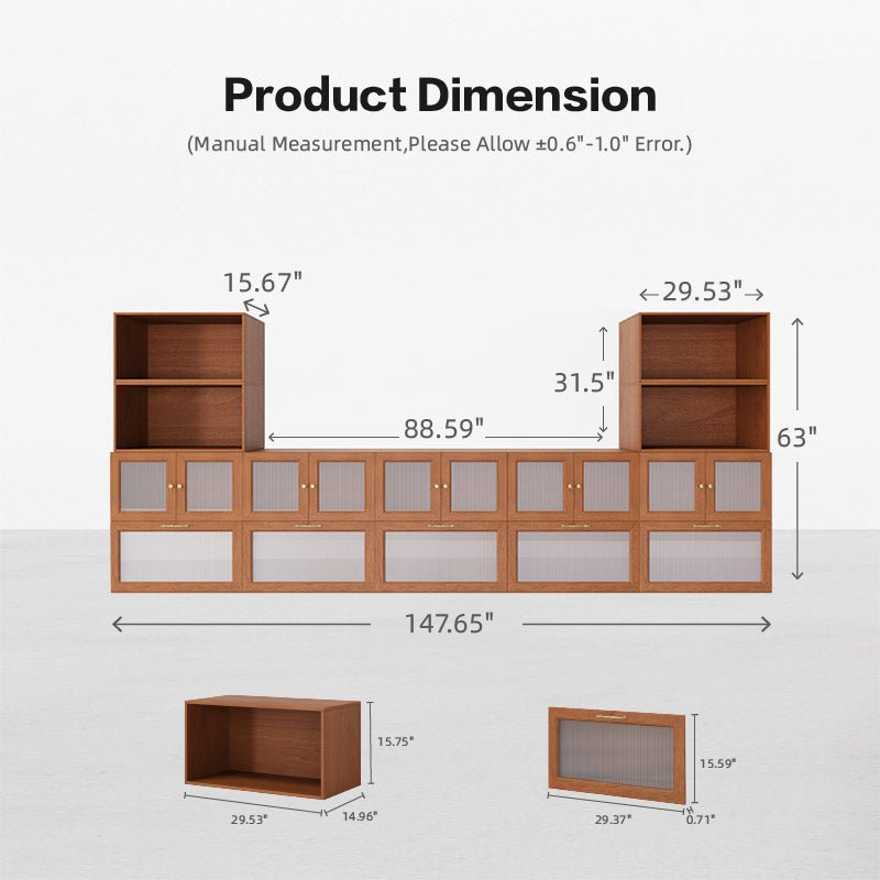 14 - Cube U - Shaped TV & Media Console | 147.65 "L x 15.67"W x 63"H - Cozy Nest