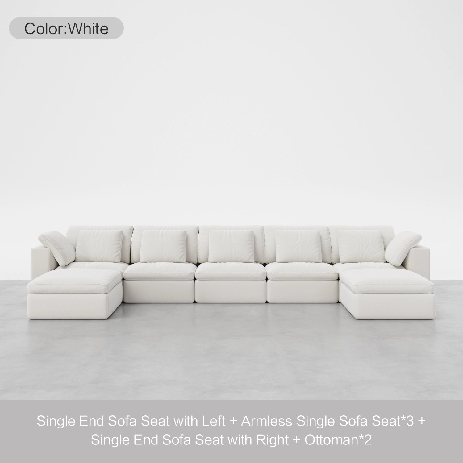 7-Seater Sofa with Double Ottomans