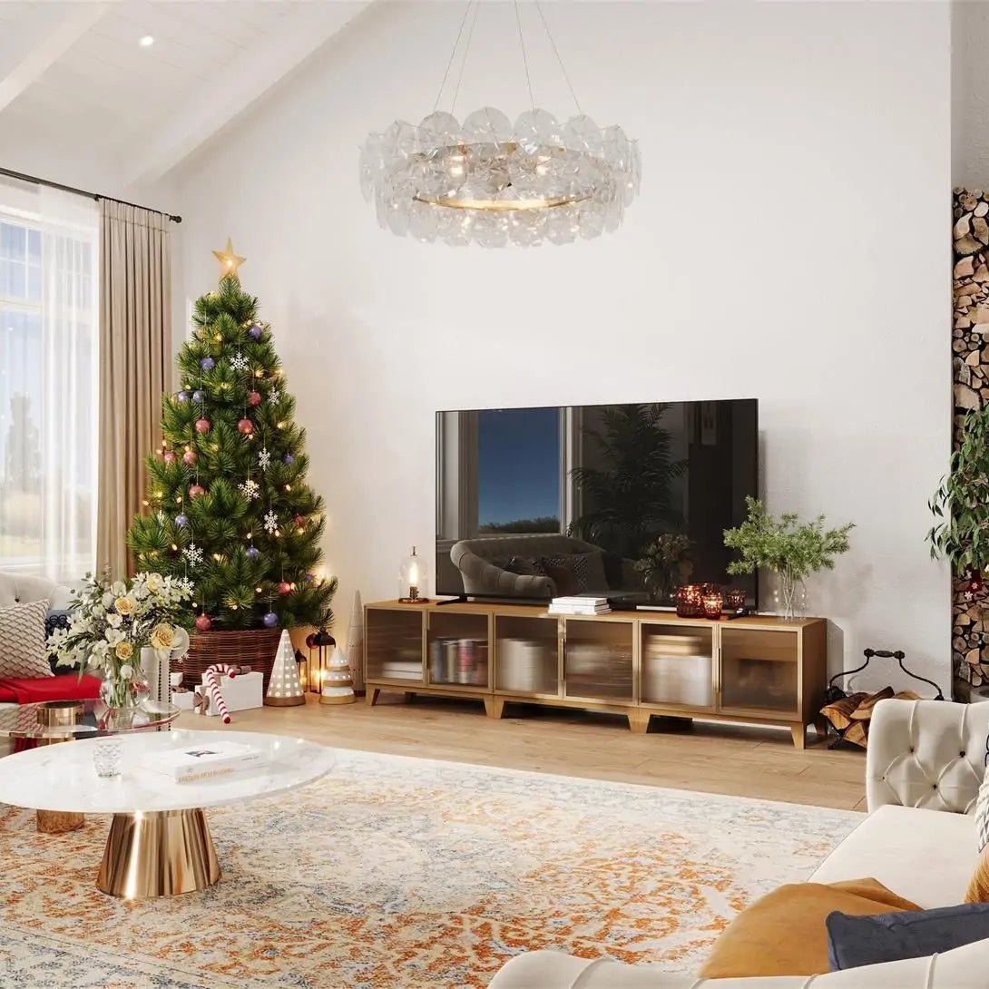 3 - Cube 1×3 TV & Media Console with Legs | 88.59"L x 15.67"W x 20.47"H - Cozy Nest