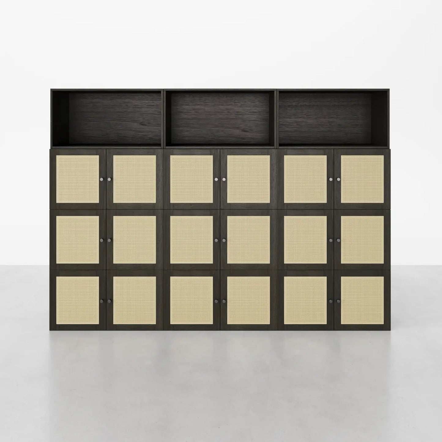 Modern Black 12 Cube Tower Library Bookshelf | 88.58"L 59.84"H - Cozy Nest