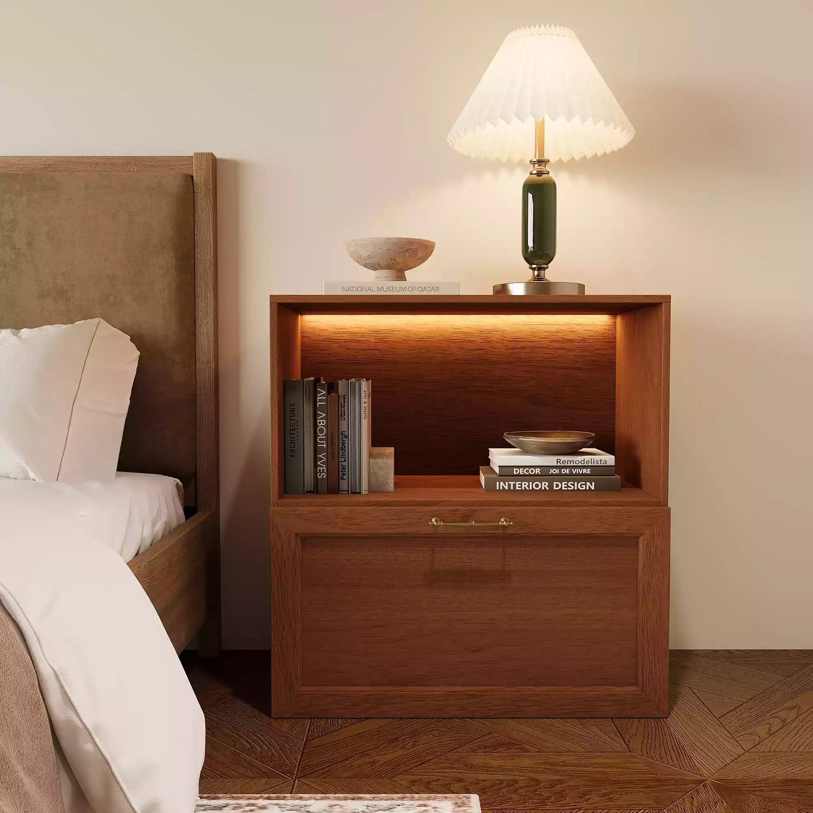Classic Walnut Side-by-Side Nightstands | 29.53"L x 15.67"W x 31.5"H