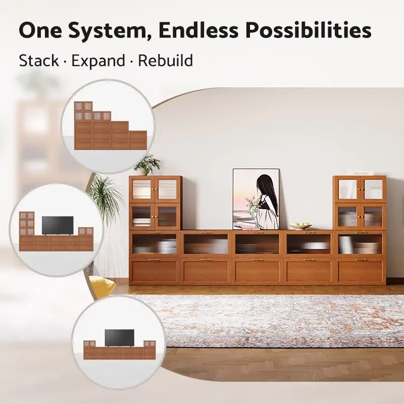 14-Cube U-Shaped TV & Media Console | 147.65"L x 15.66"W x 63"H