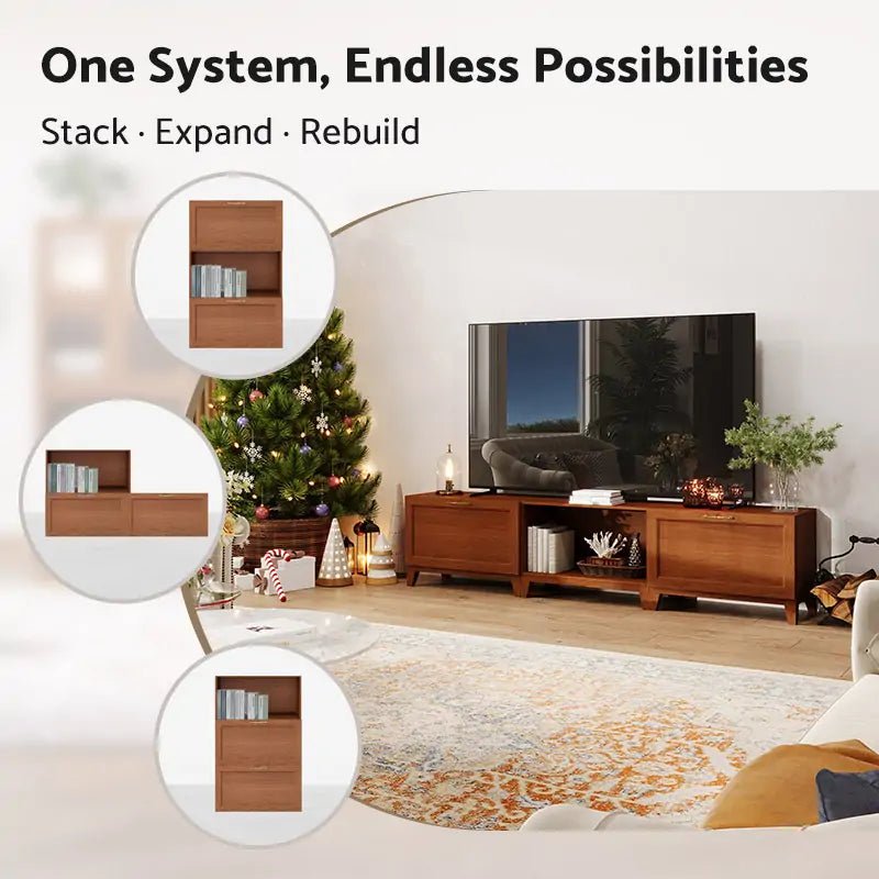 3 - Cube TV & Media Console with Legs | 88.59"L x 15.67"W x 20.47"H - Cozy Nest