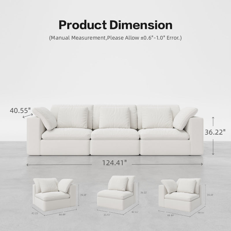 Walnut 3 - Cube Bookshelf + 3 - Seat Sofa Bundle - Cozy Nest