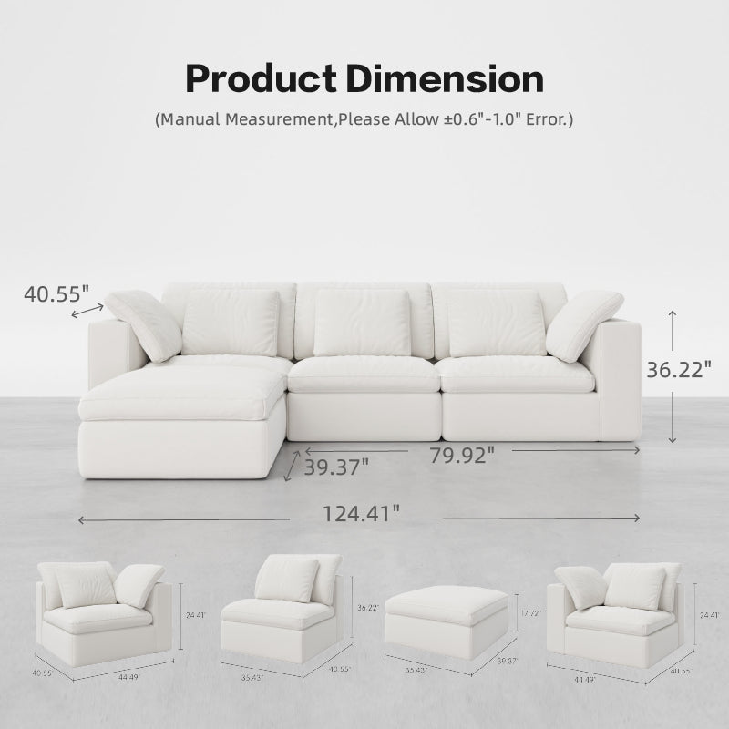 Natural 4 - Cube TV Console + 4 - Seat Sofa with Ottoman Bundle - Cozy Nest