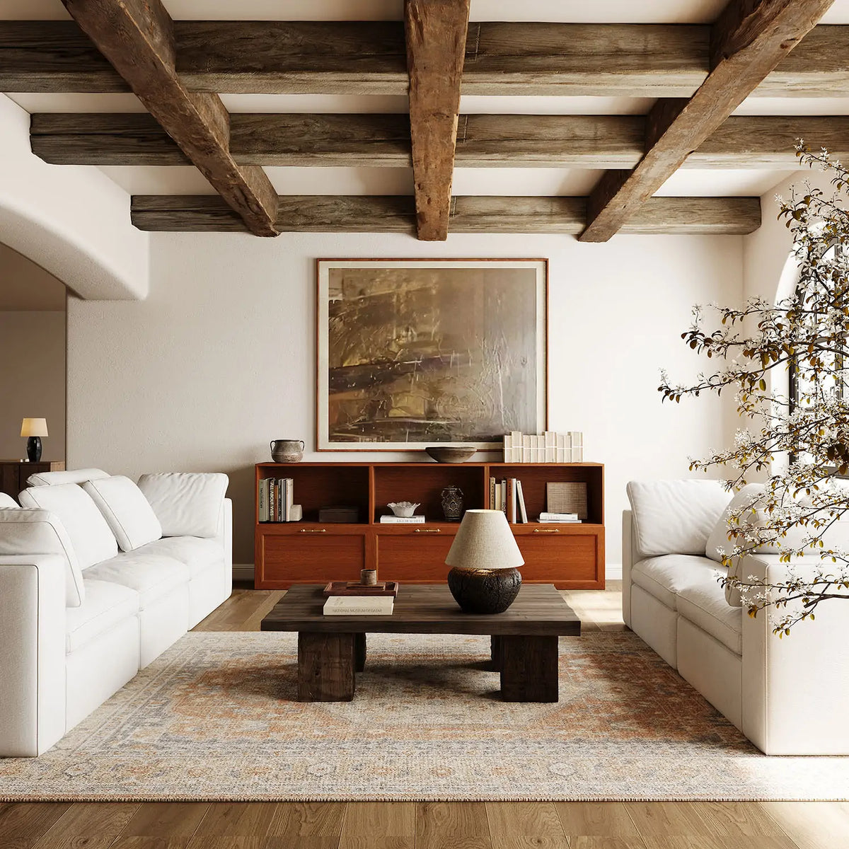 Modern Walnut 6 - Cube Double - Row sideboard | 88.58"L*29.92"H - Cozy Nest