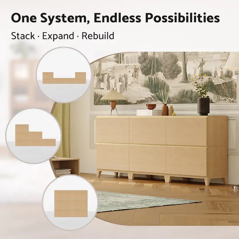 6-Cube Sideboard with Legs | 88.59"L x 15.67"W x 51.97"H