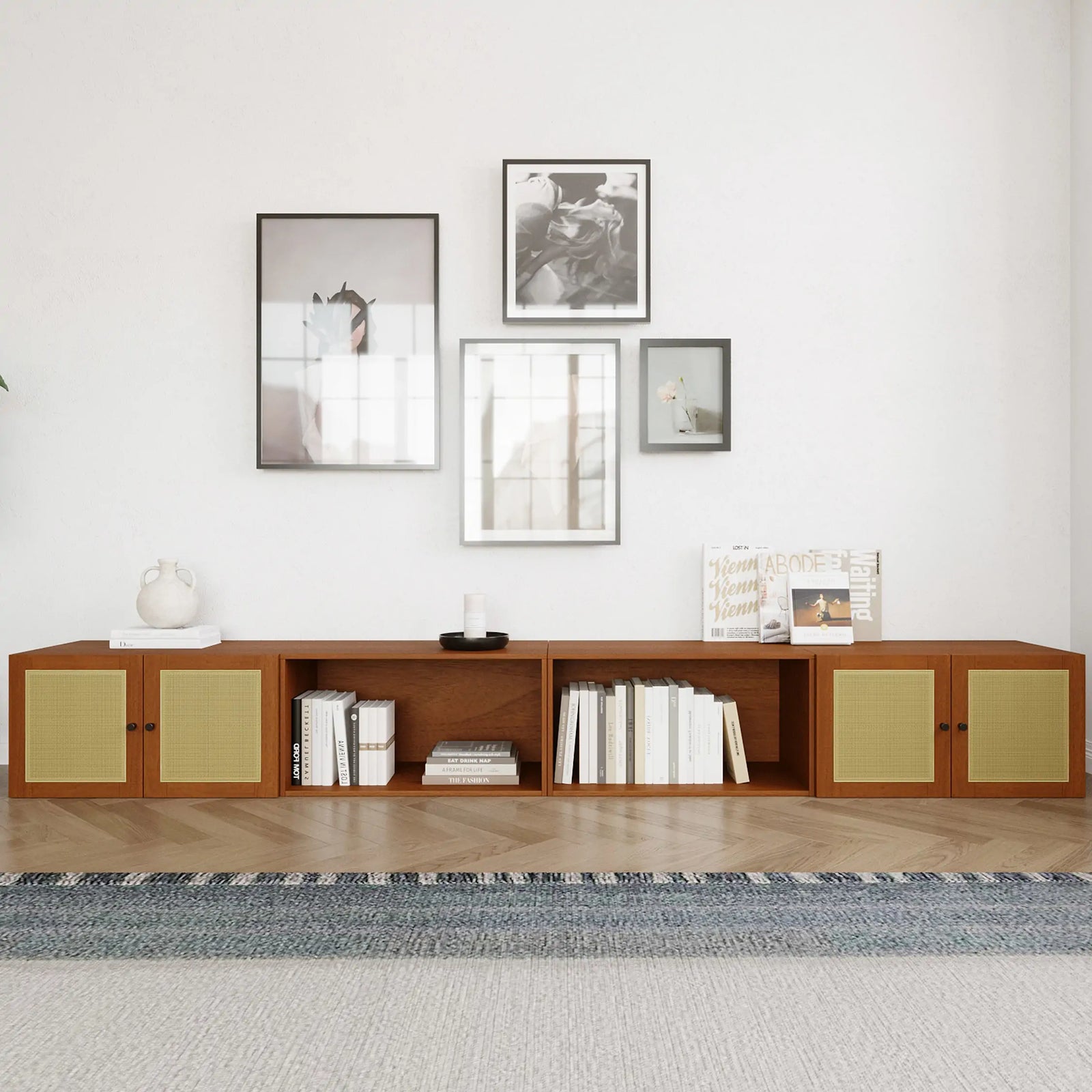 4-Cube Wide TV & Media Console | 118.12"L x 15.67"W x 15.75"H