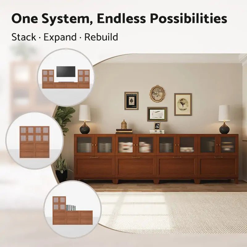 8-Cube Double-Row Bookshelf with Legs | 118.12 "L x 15.67"W x 36.22"H