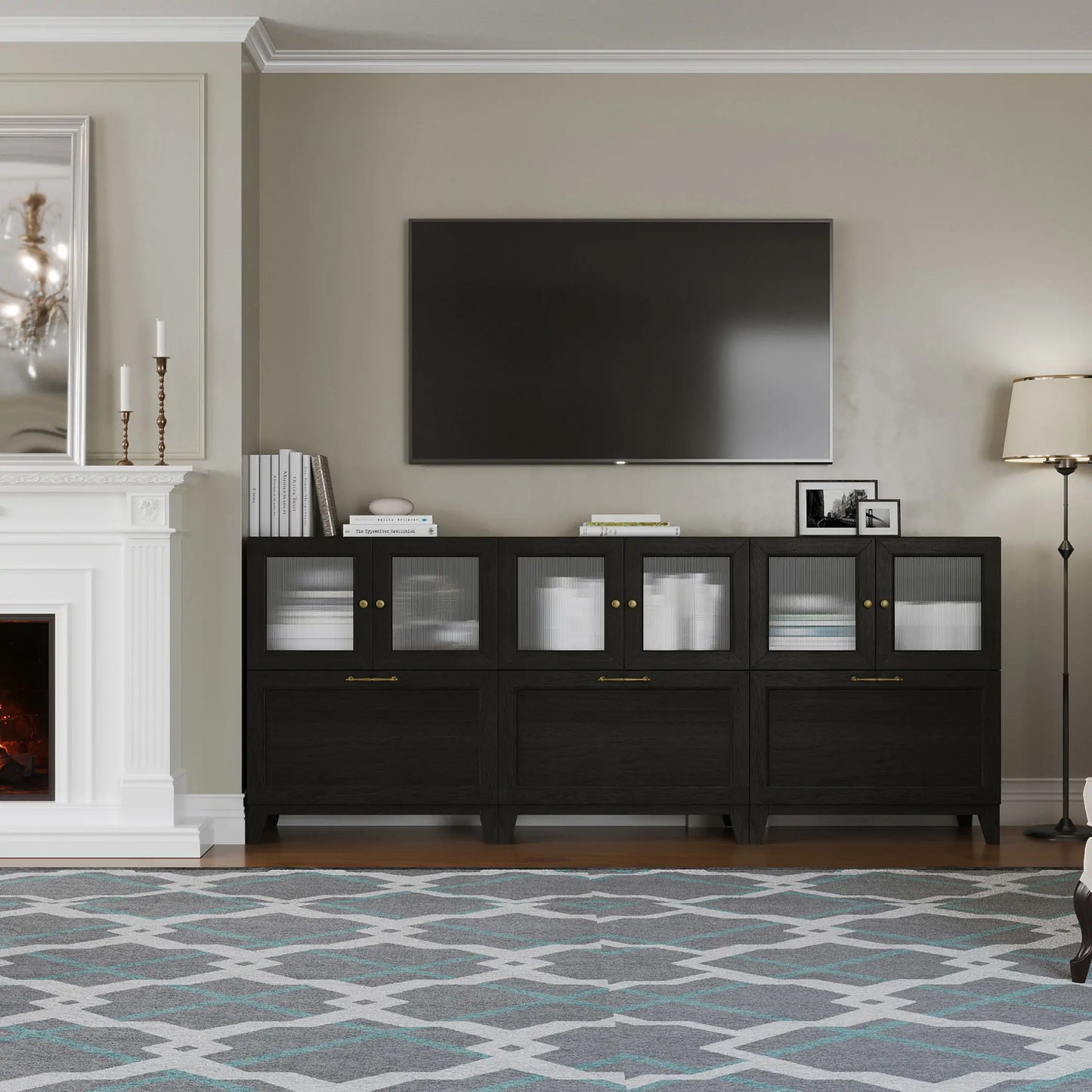 6 - Cube TV & Media Console with Legs | 88.59"L x 15.66"W x 51.97"H - Cozy Nest