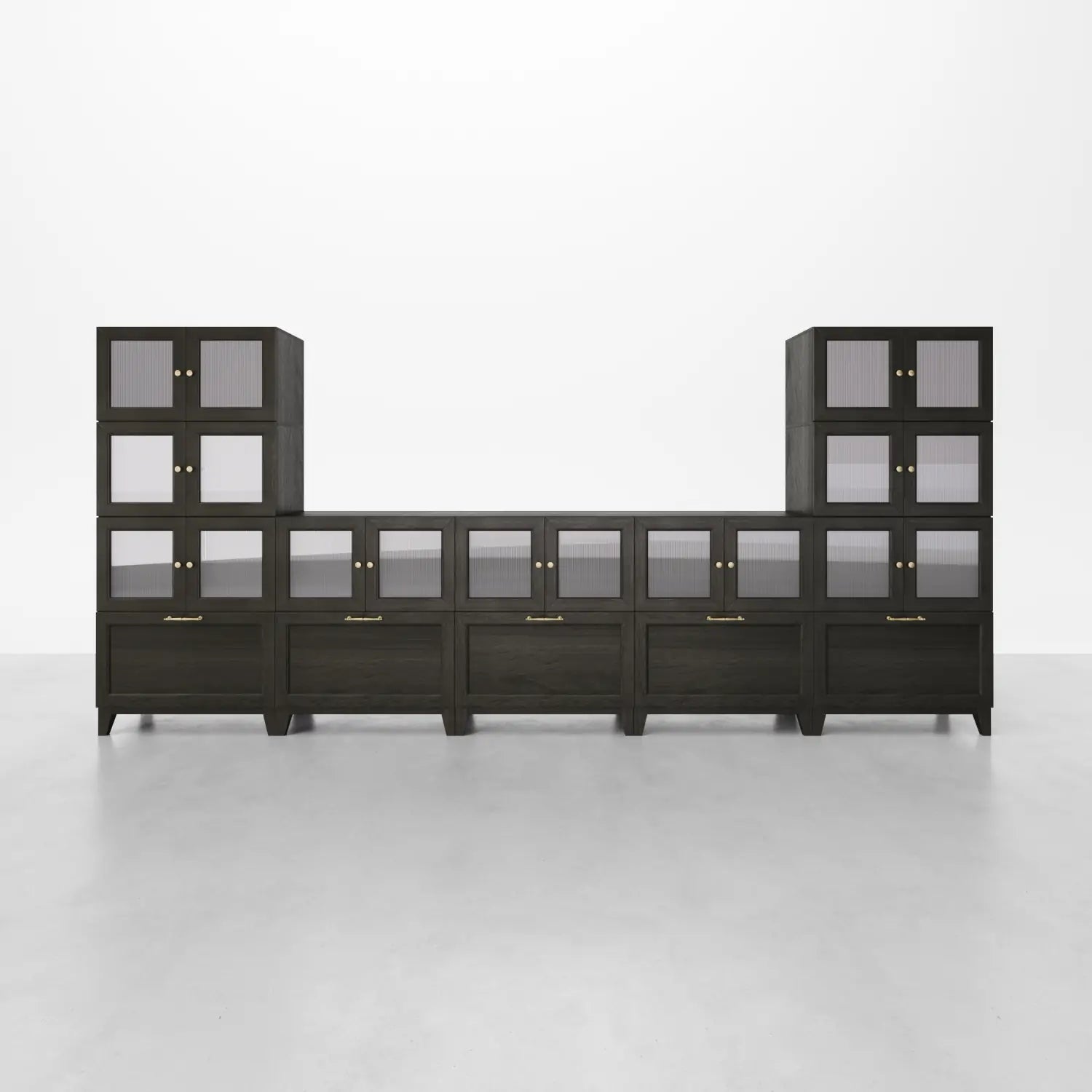 14-Cube U-Shaped Media Console With Legs | 147.65"L x 15.66"W x 67.72"H