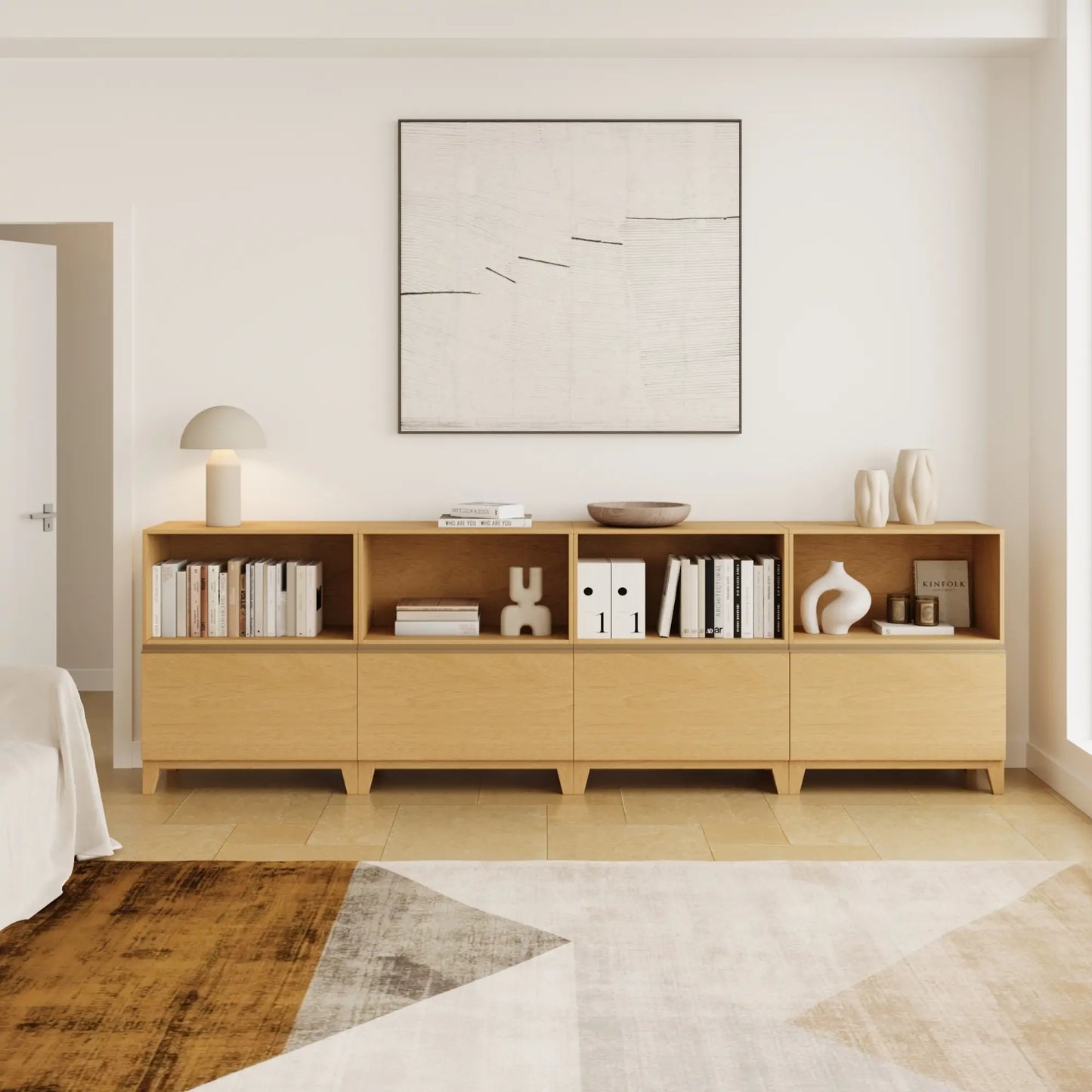 Classic 8 Cube Double-Row Media Console | 118.12"L x 15.67"W x 36.22"H