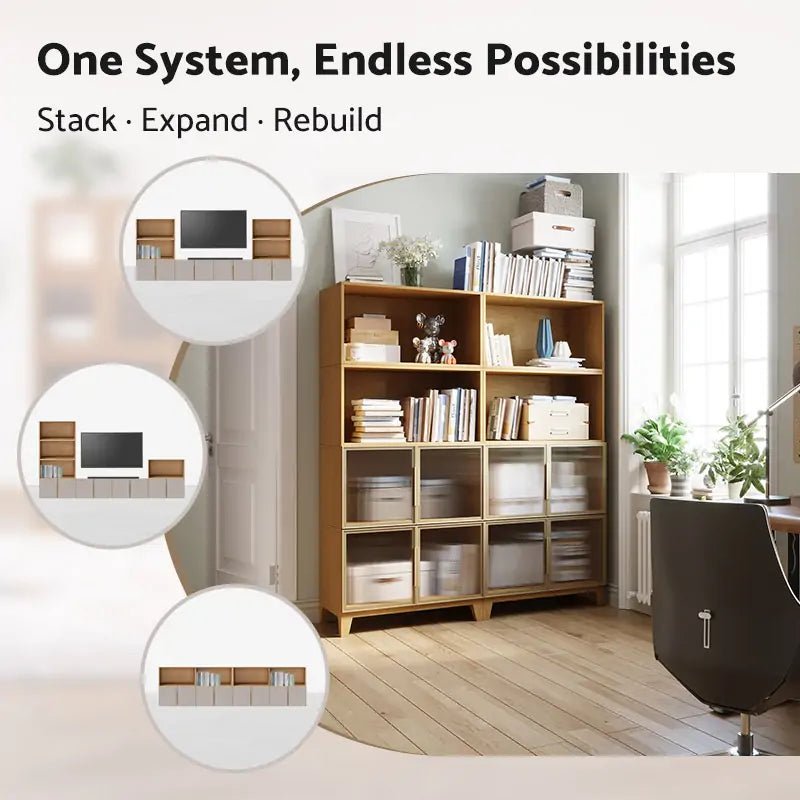 8-Cube Double-Column Bookshelf with Legs | 59.06"L x 16.34"W x 67.72"H