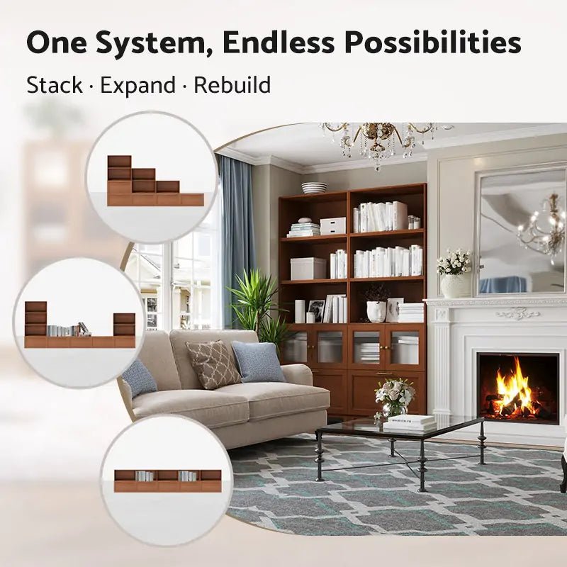 10 - Cube Double - Column Bookshelf With Legs | 59.06 "L x 15.66"W x 83.47"H - Cozy Nest