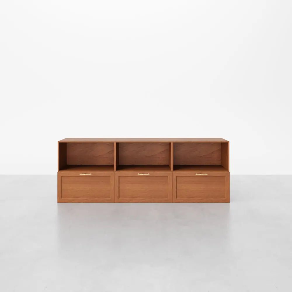 Modern Walnut 6 - Cube Double - Row sideboard | 88.58"L*29.92"H - Cozy Nest