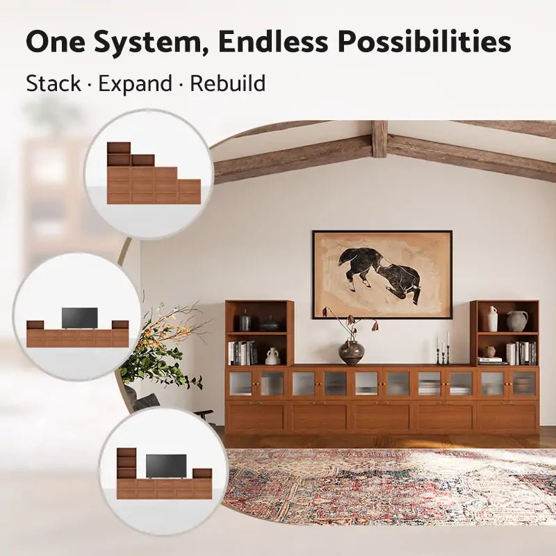 14-Cube U-Shaped TV & Media Console | 147.65"L x 15.67"W x 67.72"H