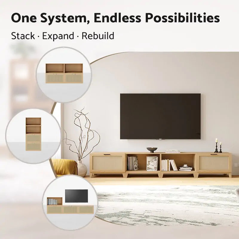 4-Cube Wide TV & Media Console With Legs | 118.12"L x 15.67"W x 20.47"H