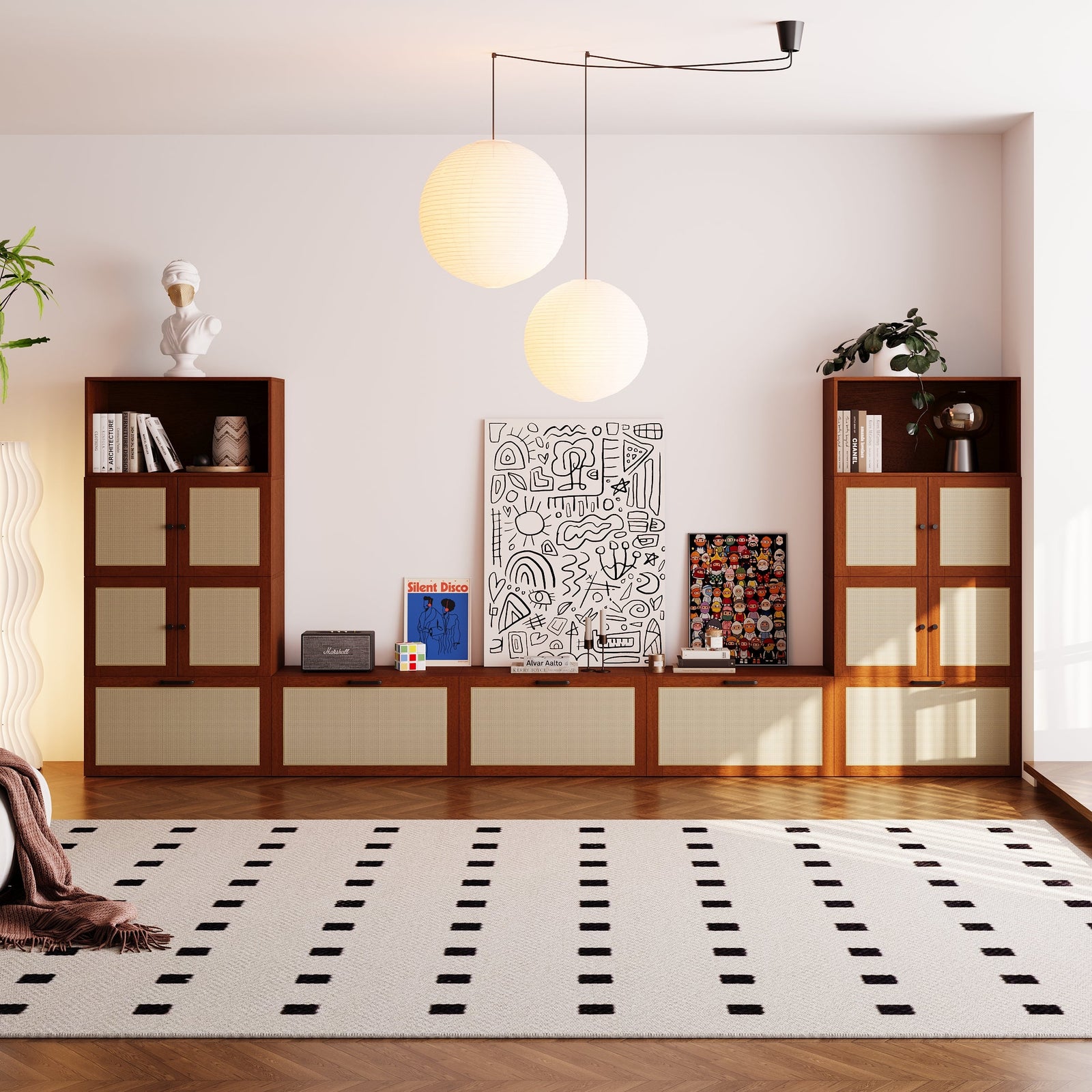 11-Cube U-Shaped TV & Media Console | 147.65"L x 15.66"W x 63"H