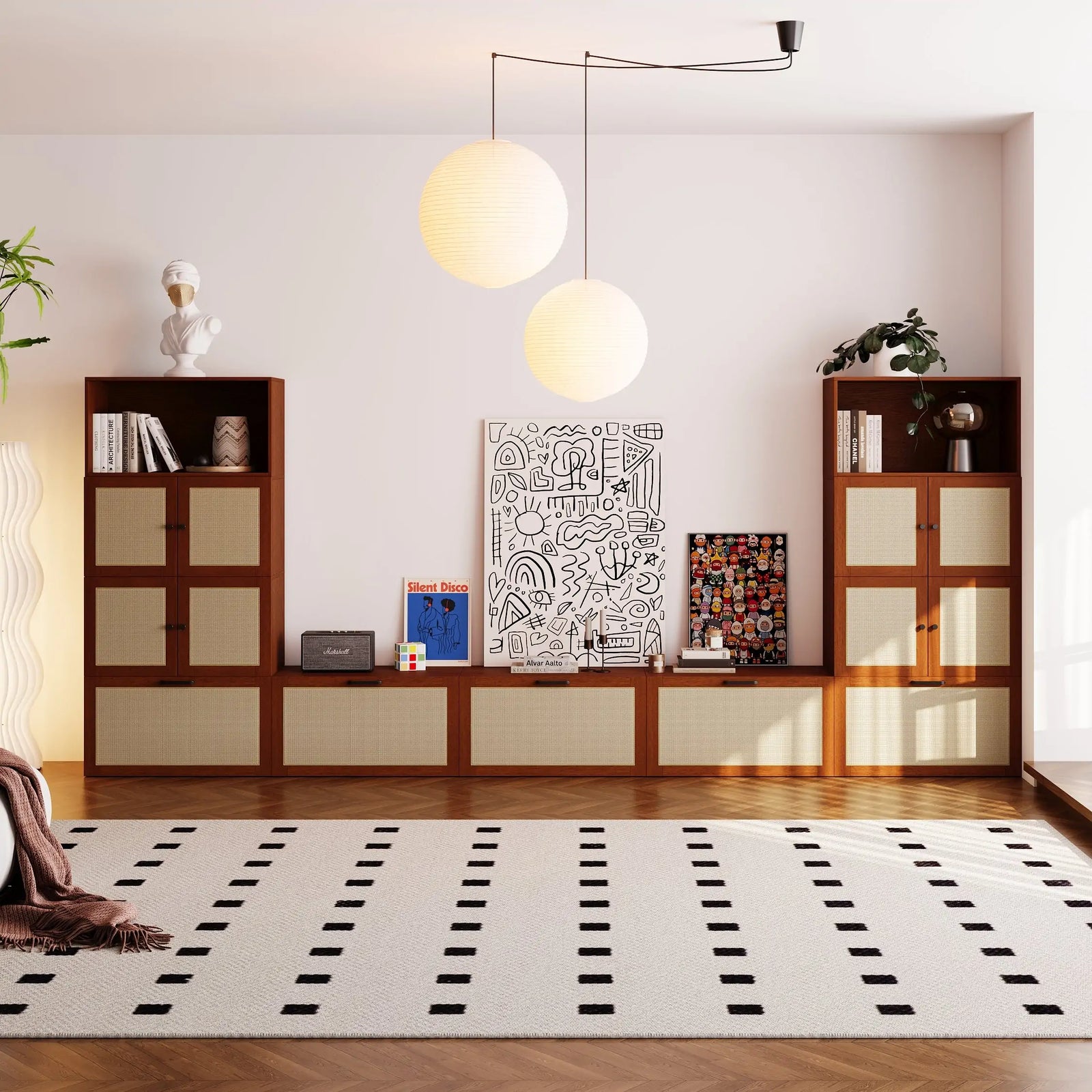 11-Cube U-Shaped TV & Media Console | 147.65"L x 15.67"W x 63"H