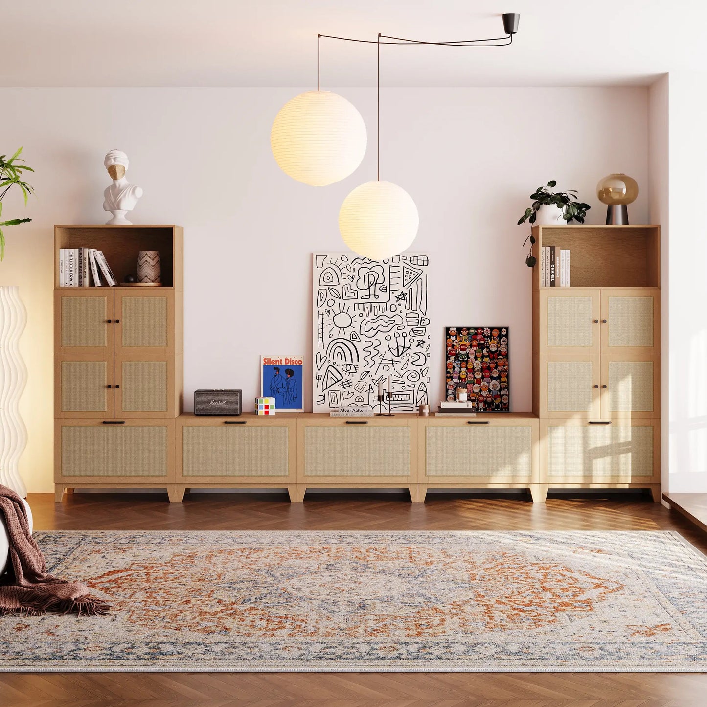 11 - Cube U - Shaped TV & Media Console With Legs | 147.65"L x 15.66"W x 67.72"H - Cozy Nest