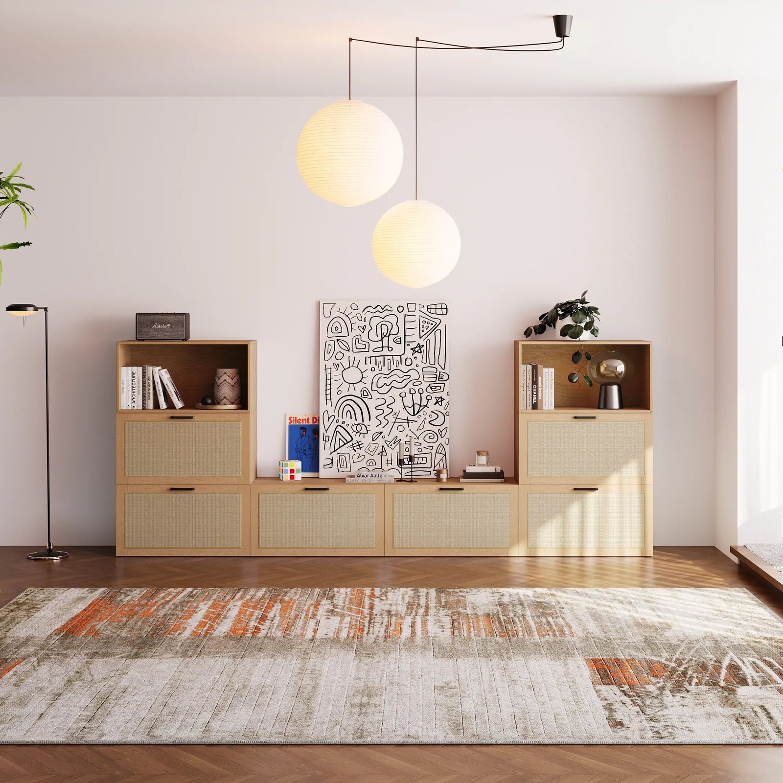 8-Cube U-Shaped TV & Media Console | 118.12 "L x 15.67"W x 47.25"H