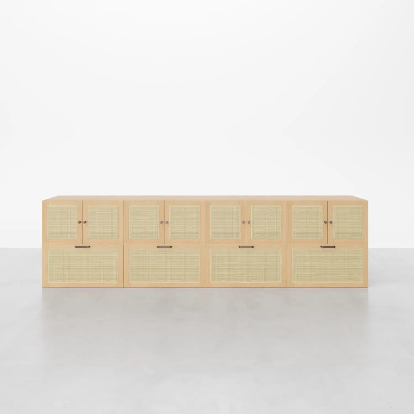 1.Minimal Walnut 8 Cube Double - Row Media Console | 118.11"L 29.92"H - Cozy Nest