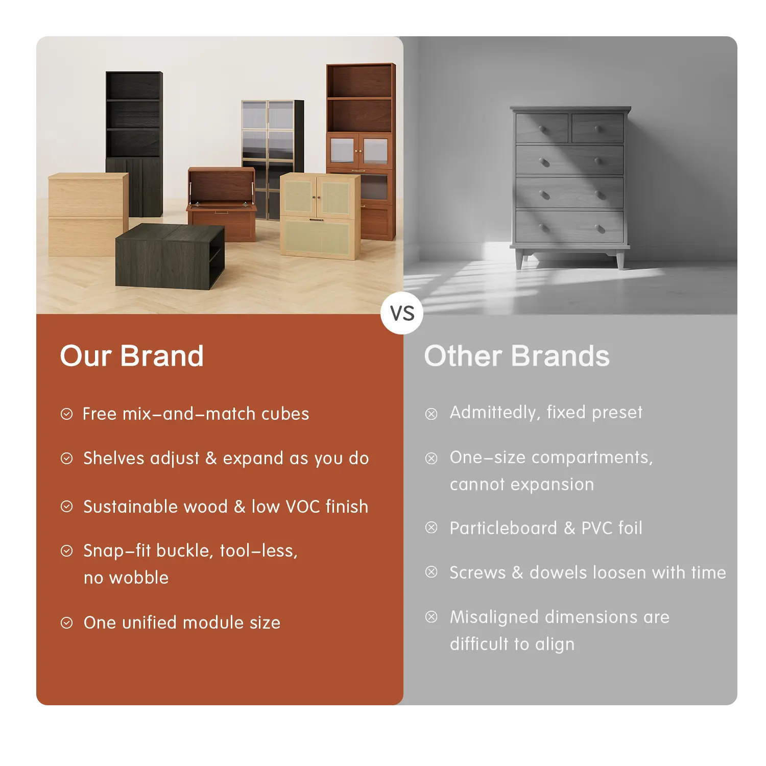 10-Cube Double-Column Bookshelf / Cabinet | 59.06"L x 15.66"W x 78.75"H