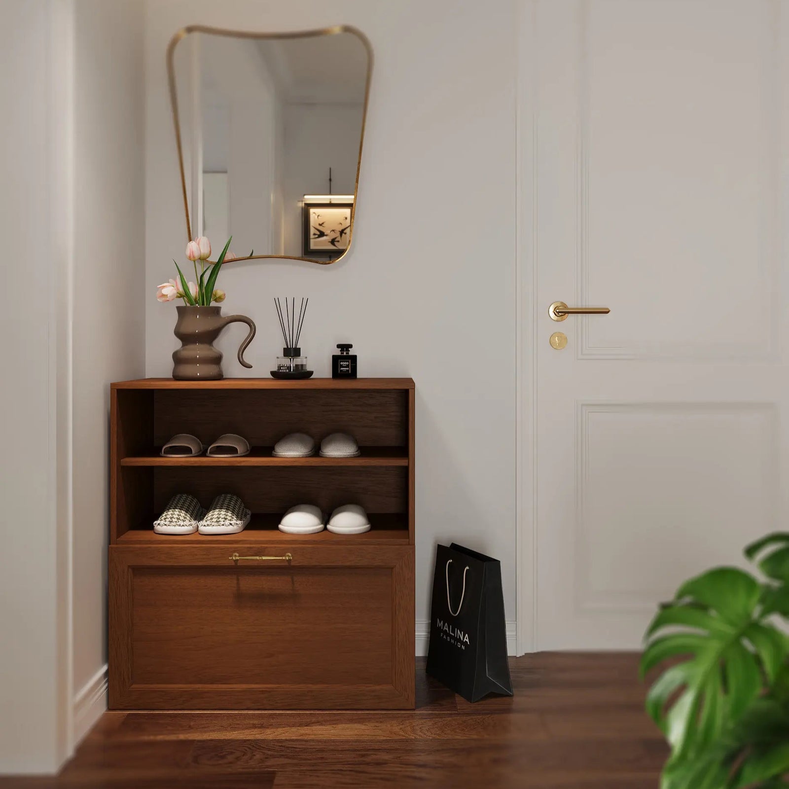 Stackable Walnut 2-Cube Shoe Cabinet | 29.53"L x 15.67"W x 31.5"H