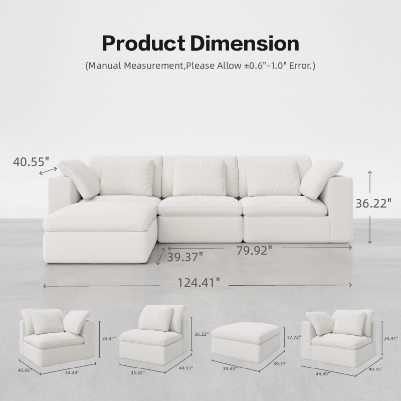 Natural 4 - Cube TV Console + 4 - Seat Sofa with Ottoman Bundle - Cozy Nest